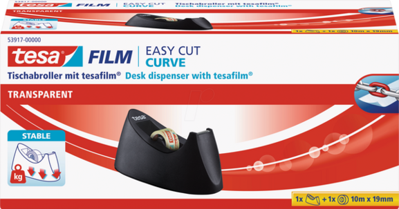 Tischabroller Tesa 19mm 33lfm schwarz, Art.-Nr. 53917 - Paterno B2B-Shop
