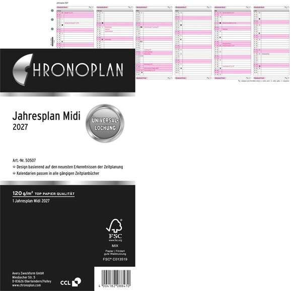 Kalendereinlage Chronoplan Jahresplan Midi, Art.-Nr. 5050J - Paterno B2B-Shop