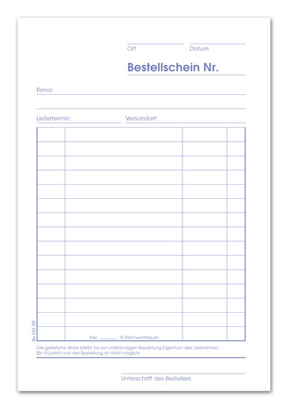 Bestellscheinbuch BE542SD A5 hoch 2x40 Blatt, Art.-Nr. 094219 - Paterno B2B-Shop