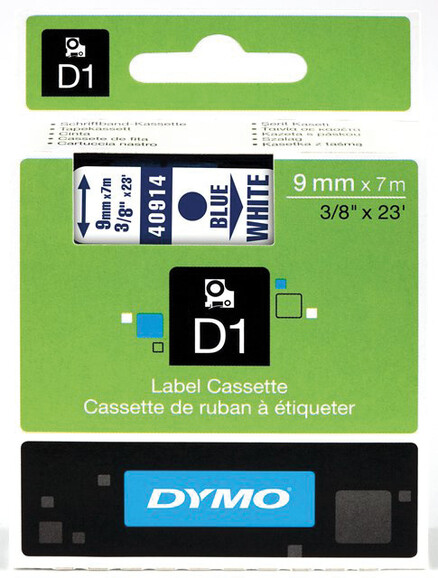 Beschriftungsband Dymo 9mmx7m schwarz weiss, Art.-Nr. 00409-SWWS - Paterno B2B-Shop