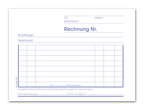 Rechnungsbuch RE643SD A6 quer 3x40 Blatt, Art.-Nr. 094213 - Paterno B2B-Shop
