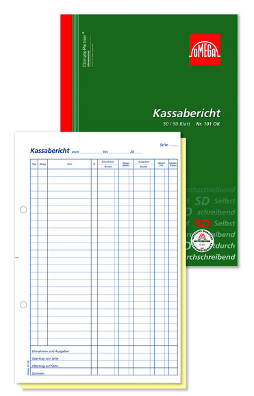 Kassabericht Omega A4 2x50 Blatt, Art.-Nr. 101OK - Paterno B2B-Shop