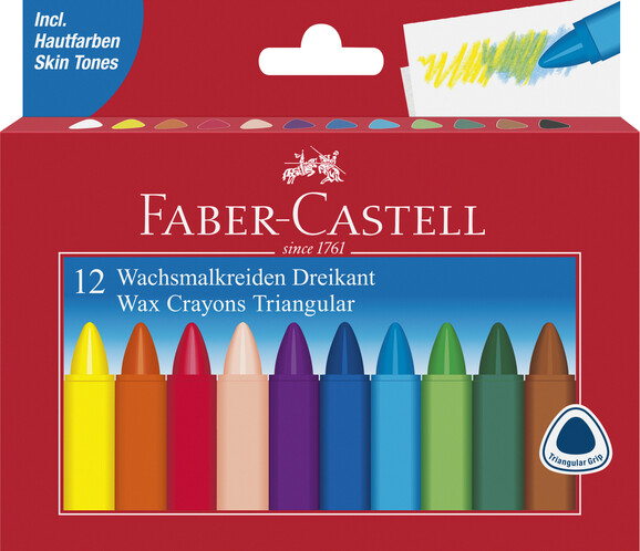 Wachskreiden Faber Castell dreikant 12er, Art.-Nr. 120010 - Paterno B2B-Shop