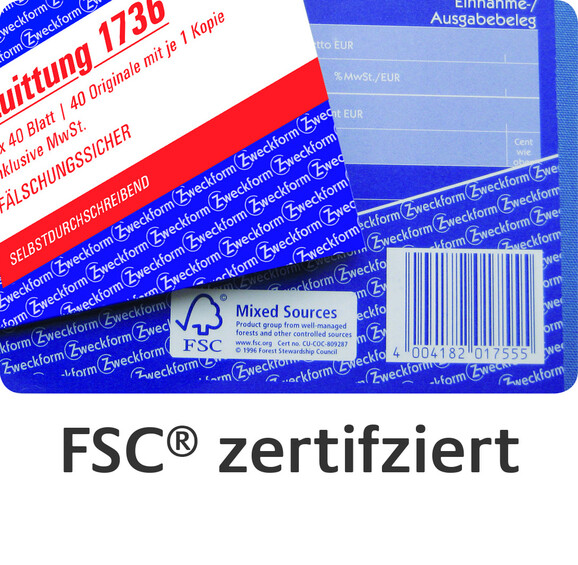 Kassaeingangsbuch ZWF, DIN A6 quer, Art.-Nr. 1703ZWF - Paterno B2B-Shop