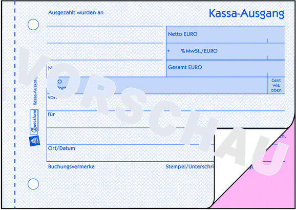 Kassaausgangsbuch ZWF , DIN A6 quer, Art.-Nr. 1710ZWF - Paterno B2B-Shop