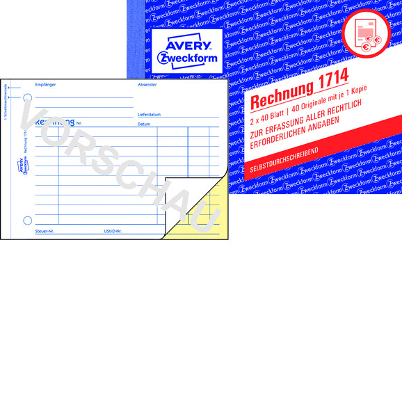 Rechnungsbuch ZWF A6 2x40Bl, Art.-Nr. 1714ZWF - Paterno B2B-Shop