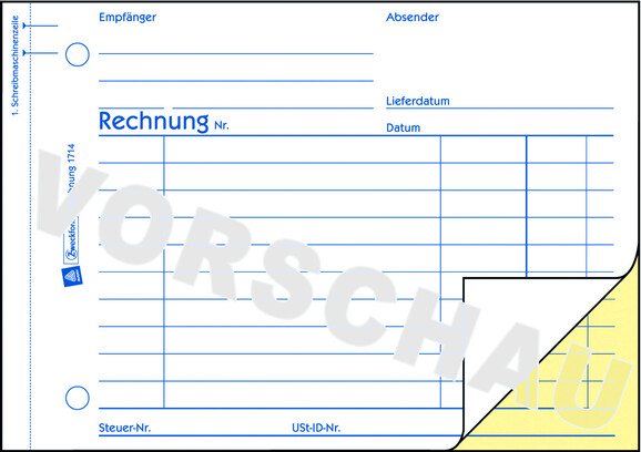 Rechnungsbuch ZWF A6 2x40Bl, Art.-Nr. 1714ZWF - Paterno B2B-Shop