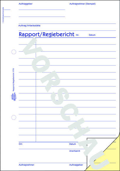 Rapport und Regiebericht ZWF, A5 SD, Art.-Nr. 1770ZWF - Paterno B2B-Shop