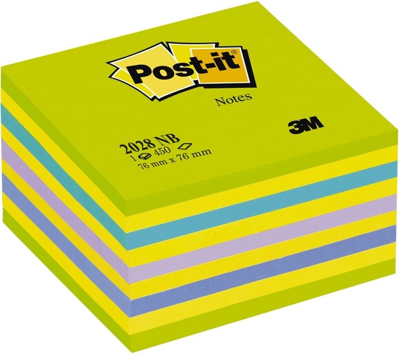 Haftnotizwürfel Post-it 76x76 mm neongrün-blau, Art.-Nr. 2028NB - Paterno B2B-Shop