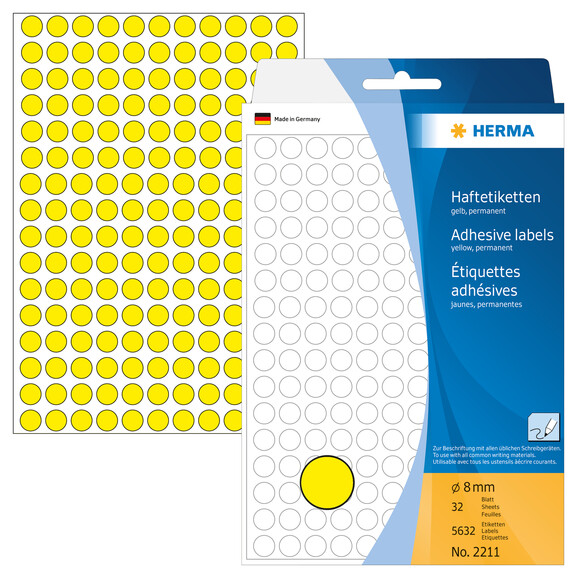 Markierungspunkte Herma 8 mm gelb, Art.-Nr. 2211 - Paterno B2B-Shop