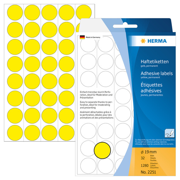 Markierungspunkte Herma 19 mm gelb, Art.-Nr. 2251E - Paterno B2B-Shop