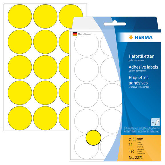 Markierungspunkte Herma 32 mm gelb, Art.-Nr. 2271E - Paterno B2B-Shop