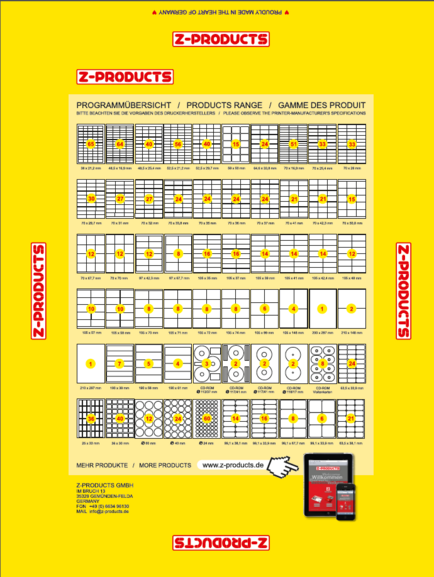 Universaletiketten A4 Z-Products 52,5 x 29,7 mm, Art.-Nr. 24.201 - Paterno B2B-Shop