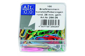 Büroklammern Alco 256 Plastik 26mm, Art.-Nr. 256-26SORTIERT - Paterno B2B-Shop
