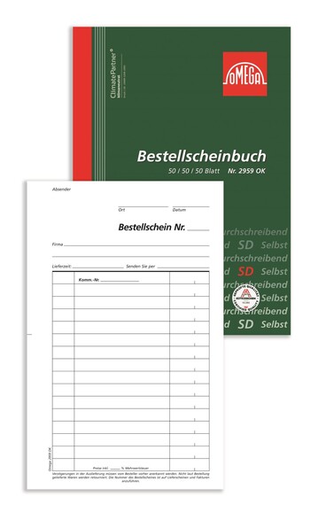 Bestellscheinbuch Omega A5 hoch 3x50 Blatt, Art.-Nr. 2959OK - Paterno B2B-Shop