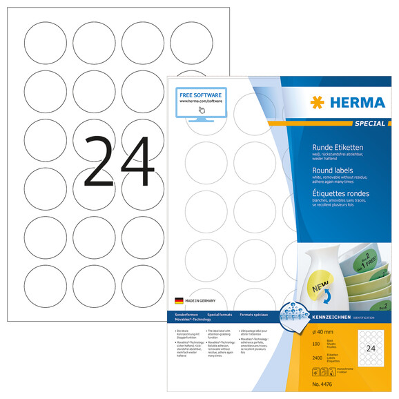 Etiketten Herma Copyprint 40mm weiss, Art.-Nr. 4476E - Paterno B2B-Shop
