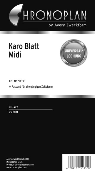 Einlageblätter Chronoplan Midi kariert, Art.-Nr. 50330ZWF - Paterno B2B-Shop