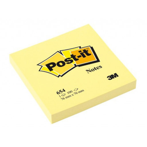 Haftnotizen Post-it 76x76 mm gelb, Art.-Nr. 654 - Paterno B2B-Shop