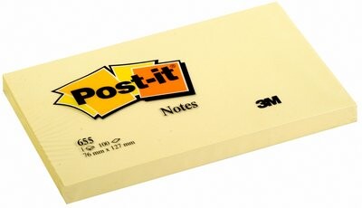 Haftnotizen Post-it 127x76 mm gelb, Art.-Nr. 655 - Paterno B2B-Shop