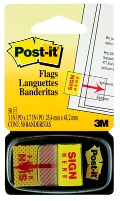 Haftstreifen Post-it Index 25,4x43,7mm &quot;Unterschrift&quot;, Art.-Nr. 680-31 - Paterno B2B-Shop