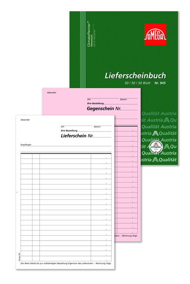 Lieferscheinbuch Omega A5 hoch 3x50 Blatt, Art.-Nr. 945 - Paterno B2B-Shop