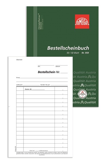 Bestellscheinbuch Omega A5 hoch 2x50 Blatt, Art.-Nr. 959 - Paterno B2B-Shop