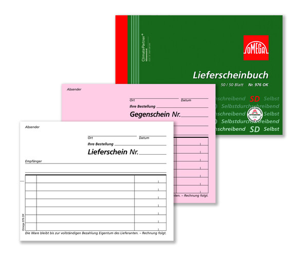 Lieferscheinbuch Omega A6 quer 2x50 Blatt, Art.-Nr. 976OK - Paterno B2B-Shop