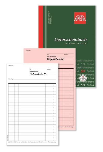 Lieferscheinbuch Omega A5 hoch 2x50 Blatt, Art.-Nr. 977OK - Paterno B2B-Shop