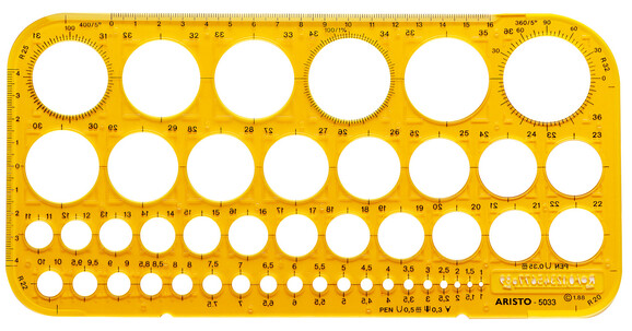 Kreisschablone Aristo 1-36 mm, 45 Kreise, Art.-Nr. AR5033 - Paterno B2B-Shop