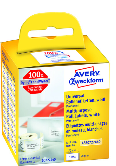 Rollenetiketten ZWF &quot;Universal&quot; 70x54mm, Art.-Nr. ASS0722440 - Paterno B2B-Shop