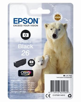 Epson Claria Premium Ink Nr.26 photo black, Art.-Nr. C13T26114012 - Paterno B2B-Shop