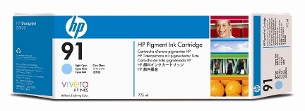 HP Vivera Ink Nr.91 light cyan 775ml, Art.-Nr. C9470A - Paterno B2B-Shop