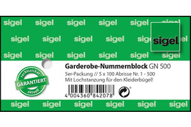 Nummernblock Garderobe Sigel 1-500, Art.-Nr. GN500 - Paterno B2B-Shop
