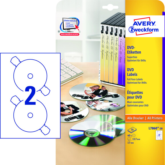 Etiketten ZWF DVD Sicherheitsetiketten mit, Art.-Nr. L7860-20 - Paterno B2B-Shop