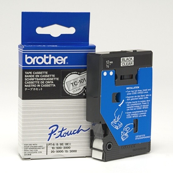 Beschriftungsband Brother 12mm schwarz auf farblos, Art.-Nr. TC101 - Paterno B2B-Shop