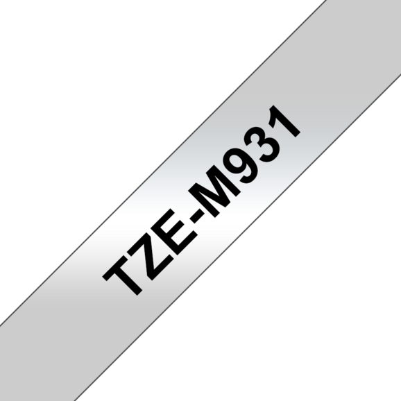 Beschriftungsband Brother 12mm schwarz auf silber-matt, Art.-Nr. TZM931 - Paterno B2B-Shop