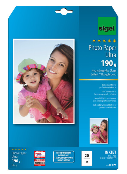Fotopapier Sigel Inkjet A4 190 gr. hochglänzend, Art.-Nr. IP675 - Paterno B2B-Shop