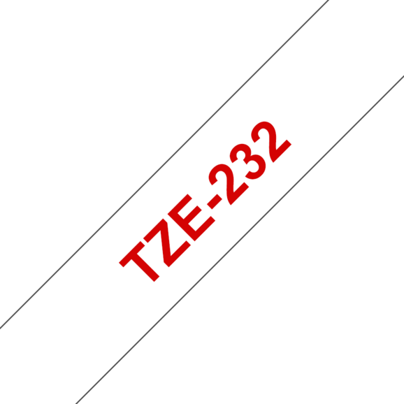 Beschriftungsband Brother 12mm rot auf weiss, Art.-Nr. TZ232 - Paterno B2B-Shop