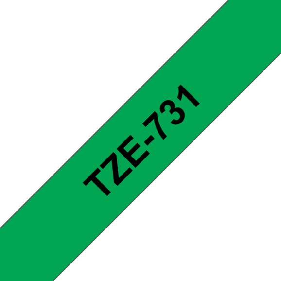 Beschriftungsband Brother 12mm schwarz auf grün, Art.-Nr. TZ731 - Paterno B2B-Shop