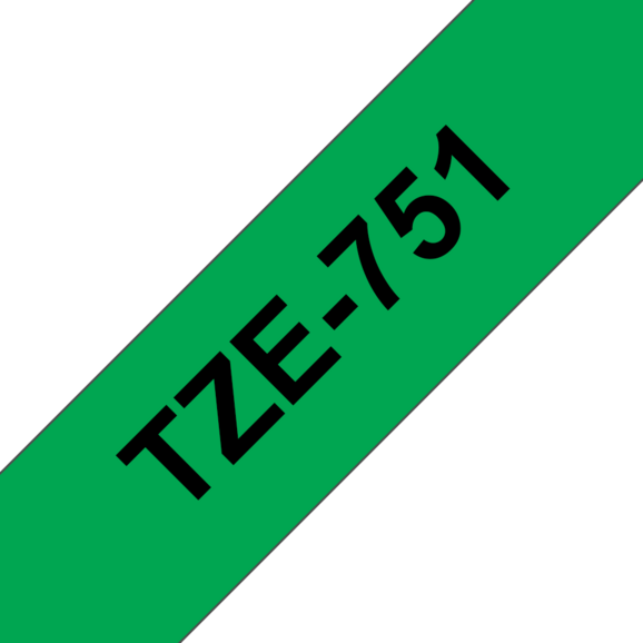 Beschriftungsband Brother 24mm schwarz auf grün, Art.-Nr. TZ751 - Paterno B2B-Shop