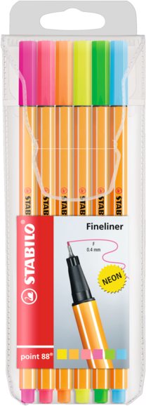 Fineliner Stabilo POINT 88 neon 6-er Etui, Art.-Nr. 88-6-1 - Paterno B2B-Shop