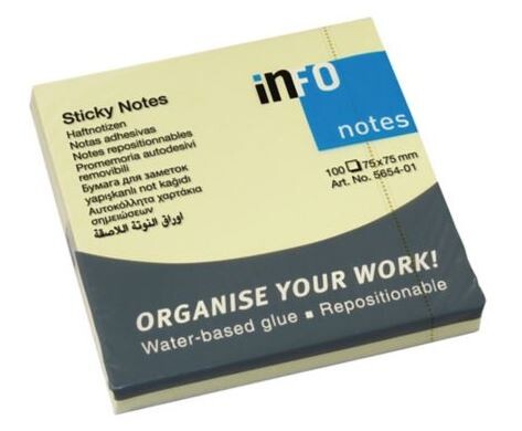 Haftnotizen info notes 75x75 mm gelb, Art.-Nr. 07676 - Paterno B2B-Shop