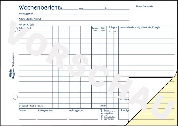 Wochenbericht DIN A5 quer 2x50 Blatt, Art.-Nr. 1311ZWF - Paterno B2B-Shop