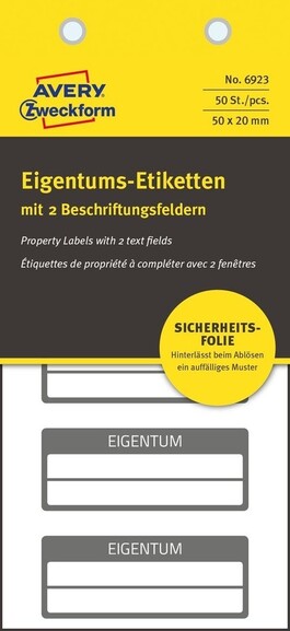 Eigentums-Etiketten ZWF VOID 50 x 20 mm, sw, Art.-Nr. 6923ZWF - Paterno B2B-Shop