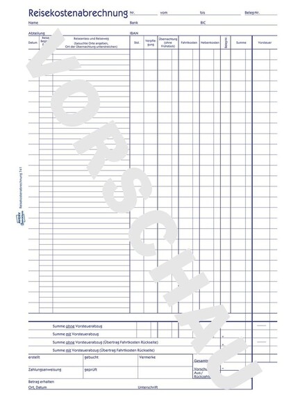 Reisekostenbuch DIN A4 hoch 50 Blatt, Art.-Nr. 741ZWF - Paterno B2B-Shop