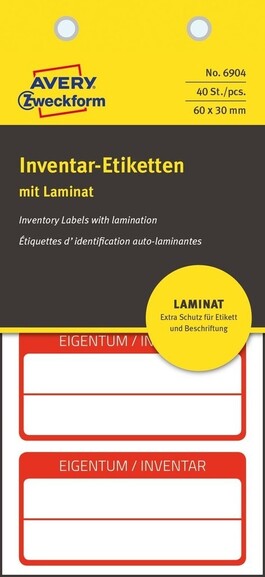 Inventar-Etiketten ZWF 60x30mm, rot, Art.-Nr. 6904ZWF - Paterno B2B-Shop