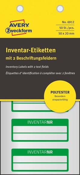 Inventar-Etiketten ZWF 50x20mm, schwarz, Art.-Nr. 6921ZWF - Paterno B2B-Shop