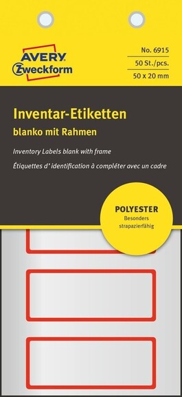 Inventar-Etiketten ZWF 50x20mm, rot, Art.-Nr. 6915ZWF - Paterno B2B-Shop