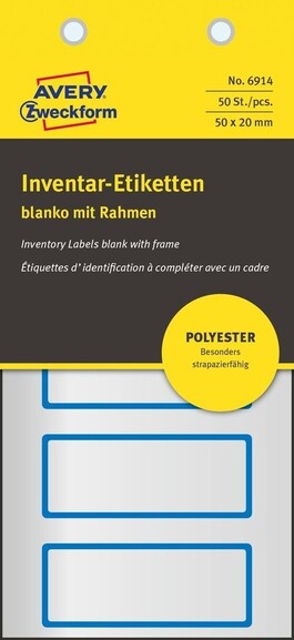 Inventar-Etiketten ZWF 50x20mm, blau, Art.-Nr. 6914ZWF - Paterno B2B-Shop