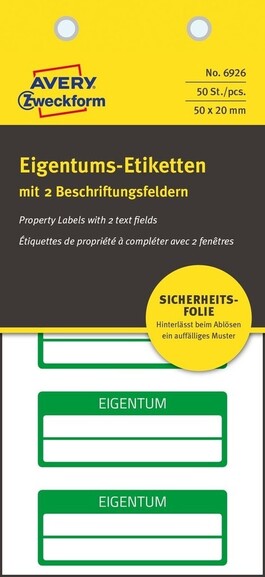 Eigentums-Etiketten ZWF VOID 50 x 20 mm, grau, Art.-Nr. 6926ZWF - Paterno B2B-Shop